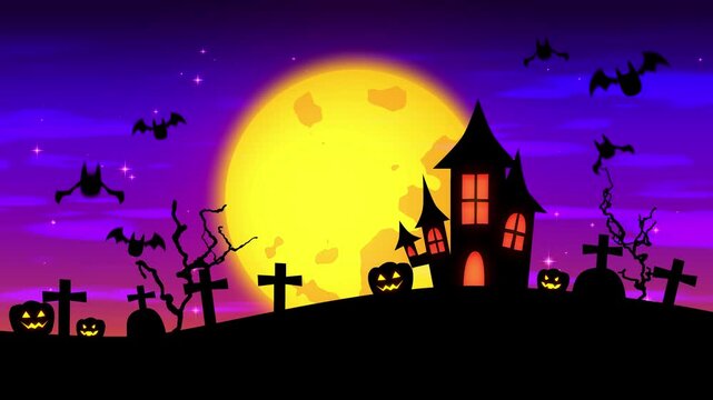 夜のハロウィンの家
