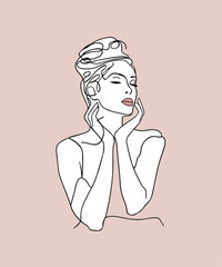 Makeup, beautiful woman full-body silhouette, isolated illustration 