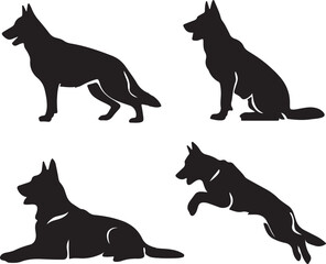German Shepherd Dog Silhouette Vector Bundle