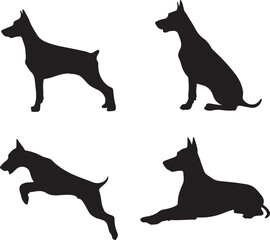 Doberman Dog Silhouette Vector Bundle