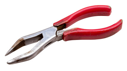 Obraz premium A high-quality image of a pair of pliers with red rubber grips, perfect for tools and DIY projects. isolated on a white background, transparent background.