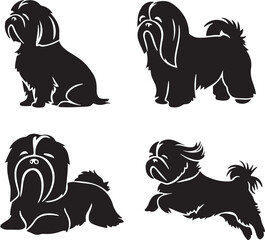 Shih Tzu Dog Silhouette Vector Bundle