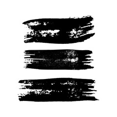 Set of black hand drawn brush strokes