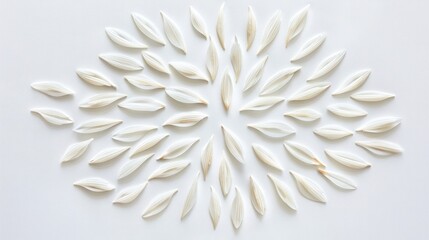 Obraz premium A collection of rice grains, arranged in a geometric pattern, reminiscent of Japanese Zen art