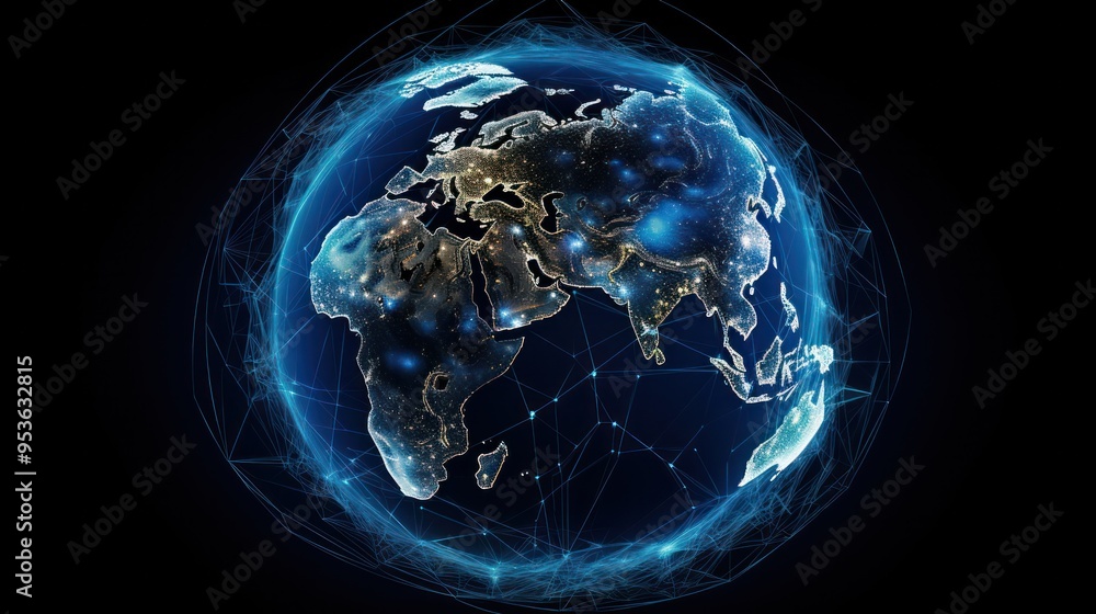 Aufkleber a globe of the earth, with data streams pulsating like veins, highlighting the interconnectedness of