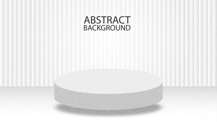 White Cylinder Pedestal Podium with Horizontal Lines Pattern Clean Wall Background, 3d Minimal Display for Product Presentation Banner Design, Stage for Showcase.