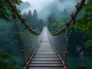 Fototapeta premium an endless white rope bridge
