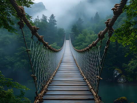 Fototapeta an endless white rope bridge