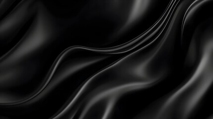 Obraz premium Elegant Black Silk Backdrop with Captivating Smooth Waves and Reflective Highlights