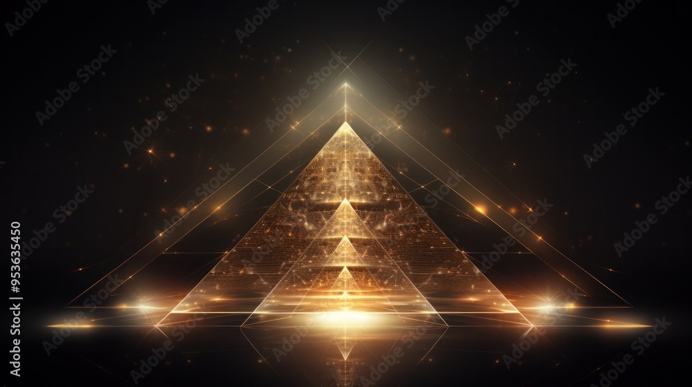 Poster a mesmerizing fractal pyramid, its intricate patterns swirling and intertwining, glowing with an eth