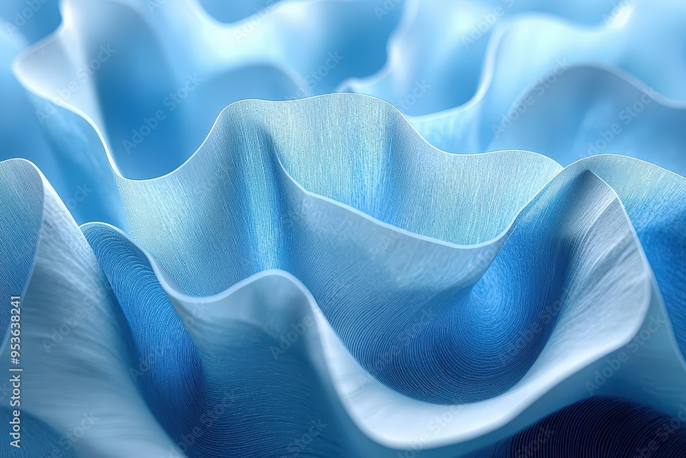 Poster abstract blue and white wave pattern with smooth flowing textures