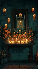 Icons Home Altar Eastern Orthodox Christianity Religion Spiritual Symbol