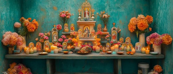 Fototapeta premium Icons Home Altar Eastern Orthodox Christianity Religion Spiritual Symbol