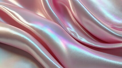 Obraz premium Pink holographic silk fabric flowing creating abstract background