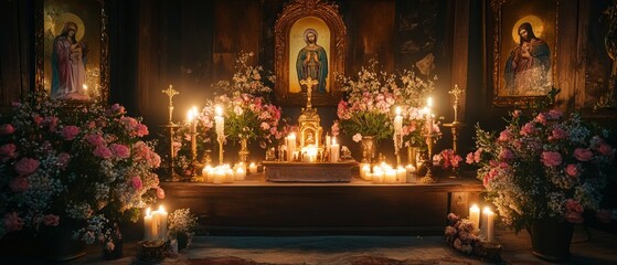 Obraz premium Icons Home Altar Eastern Orthodox Christianity Religion Spiritual Symbol