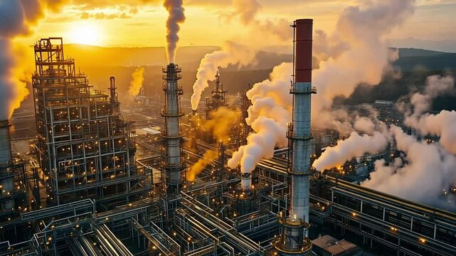environmental pollution and industrial exteriors in the afternoon footage