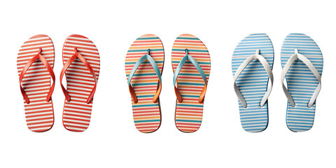 Set of Realistic pattern flip flop isolate on transparent background