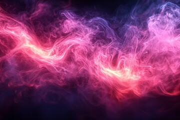 Fototapeta premium Ethereal soft pink and white smoke on a black backdrop, perfect for Halloween themes, spooky graphics, and eerie decorations with copy space.