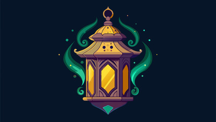 Ornate Golden Lantern Tattoo with Glowing Effect on Dark Background