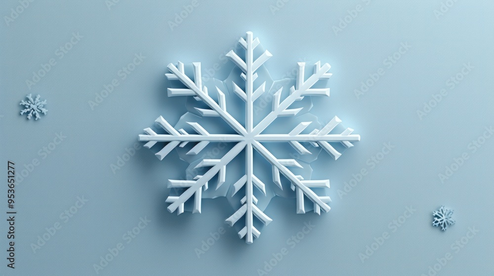 Poster a snowflake icon transformed into a 3d object, showcasing its depth and dimension