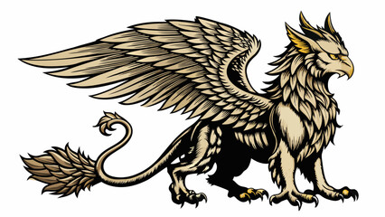 Obraz premium Majestic Griffin Tattoo Illustration with Wings Spread in Black and Gold