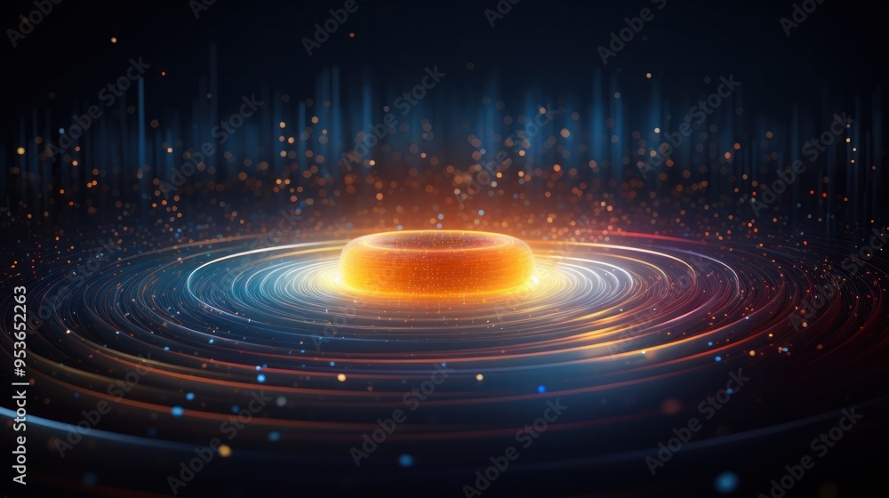 Poster a swirling vortex of data points, each representing a unique search query, converging into a glowing