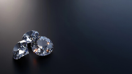 Diamond on reflective dark surface background