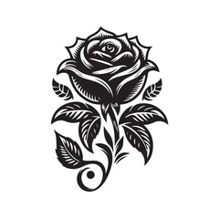 A rose flower design silhouette vector style with white background illustration