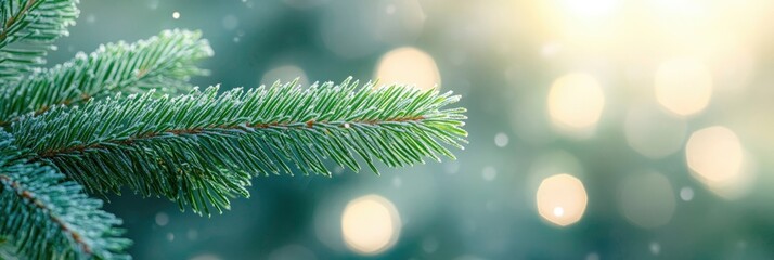 Gorgeous Christmas background featuring a close-up of a green fir tree feast.