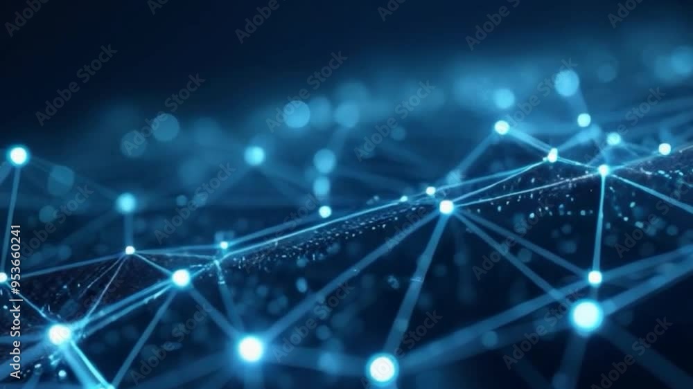 Poster digital network connection lines dots blue background technology concept smooth motion video