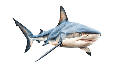 Dynamic image of a fierce shark swimming gracefully in the ocean, showcasing its powerful body and sharp teeth.