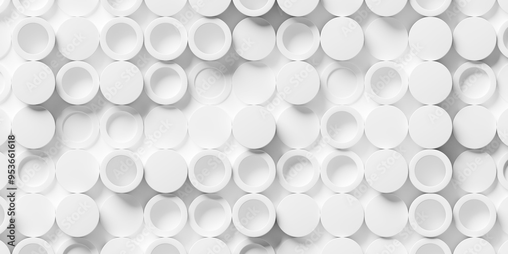 Aufkleber randomly offset white circle or cylinder with some open background wallpaper banner pattern