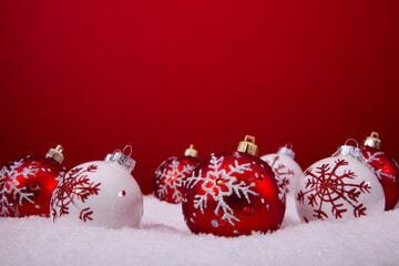 red and white christmas ornament background