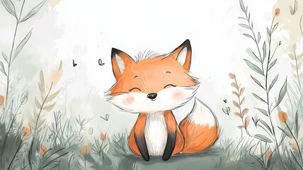 fox in the field of flowers