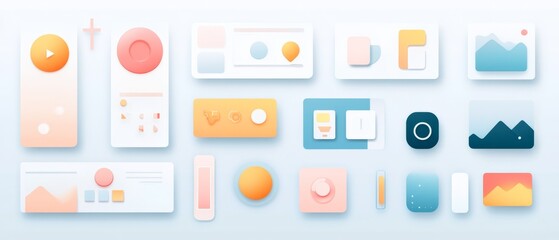 Contemporary UI with minimalist flat icons and subtle gradient effects, focusing on clean design and functionality