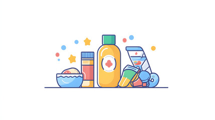 Beautiful white plastic shampoo bottle with blue liquid, isolated on white background, perfect for beauty and hygiene