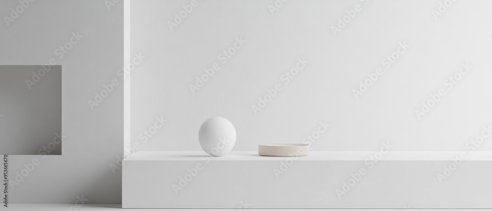 Wall mural white background with a minimalist website design, showcasing modern user interface elements and ele
