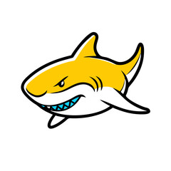 Cute ferocious shark illustration suitable for mascot sticker and tshirt design
