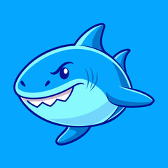 Naklejka premium Cute ferocious shark illustration suitable for mascot sticker and tshirt design 