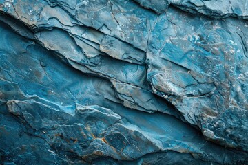 Sea and wind erosion shapes blue rock with smooth lines.