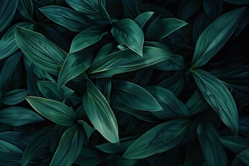 Fototapeta premium Abstract natural shapes with focused leaf edges in bold green.