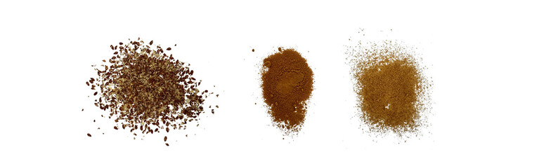 Close-up macro shot of 3 types of spices