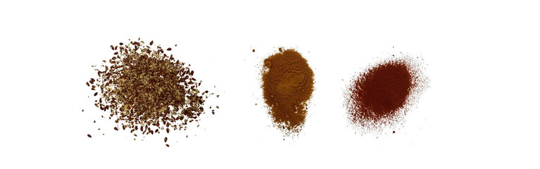 Close-up macro shot of 3 types of spices