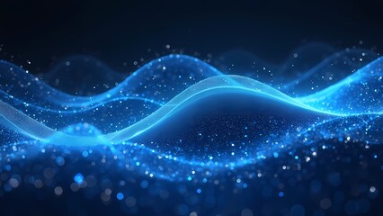 Fototapeta premium Radiant Blue Light Strands Curving Smoothly Across a Dark Expanse