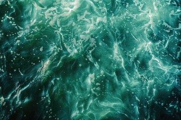 Fototapeta premium Soft focus top view of dark green water with sunlight shapes. Vibrant aqua texture background.