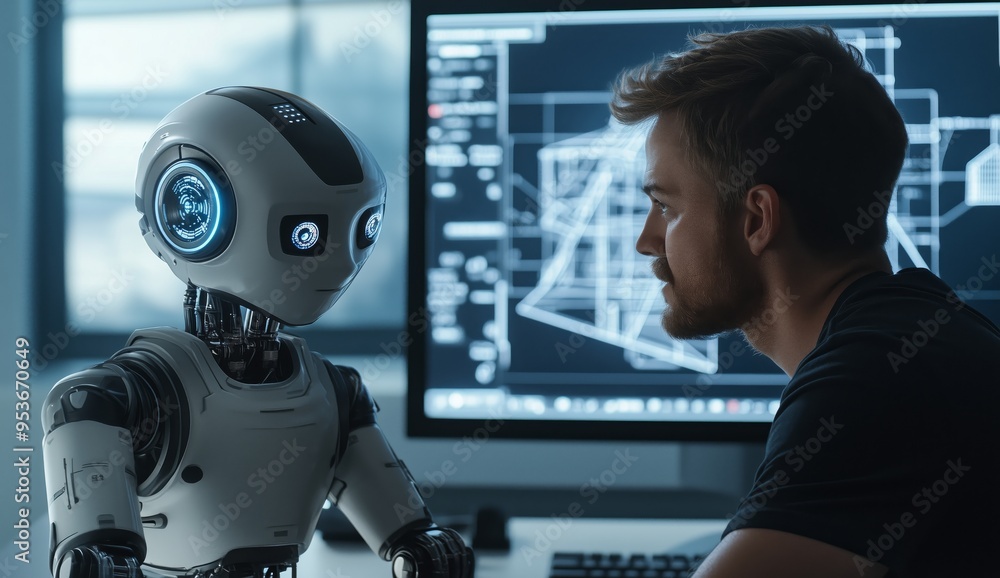 Poster Delving into the Future of HumanRobot Interaction specifically within Business Environments, examining the latest advancements in automation, design, engineering, and collaborative technologies