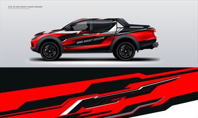 Sporty pick up truck car wrap livery design ready print decal fit on universal pick up truck vehicles