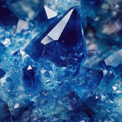 A close-up of an electric blue crystal, its sharp edges glistening under the camera's light