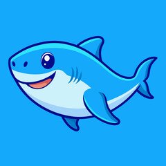 Cute shark illustration suitable for mascot sticker and tshirt design
