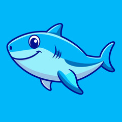 Cute shark illustration suitable for mascot sticker and tshirt design
